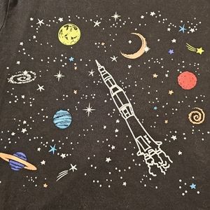 Girls Small glow in the dark rocket and stars shirt